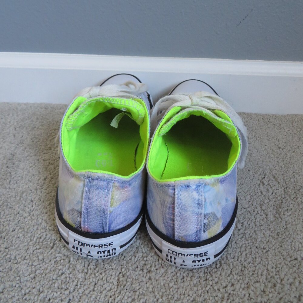 Converse Low Top Sneakers in White with Neon Lime Interior - Picture 8 of 10